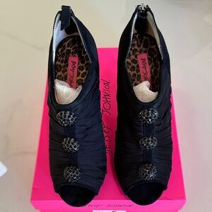 Betsey Johnson Black Peep Toe Bootie
